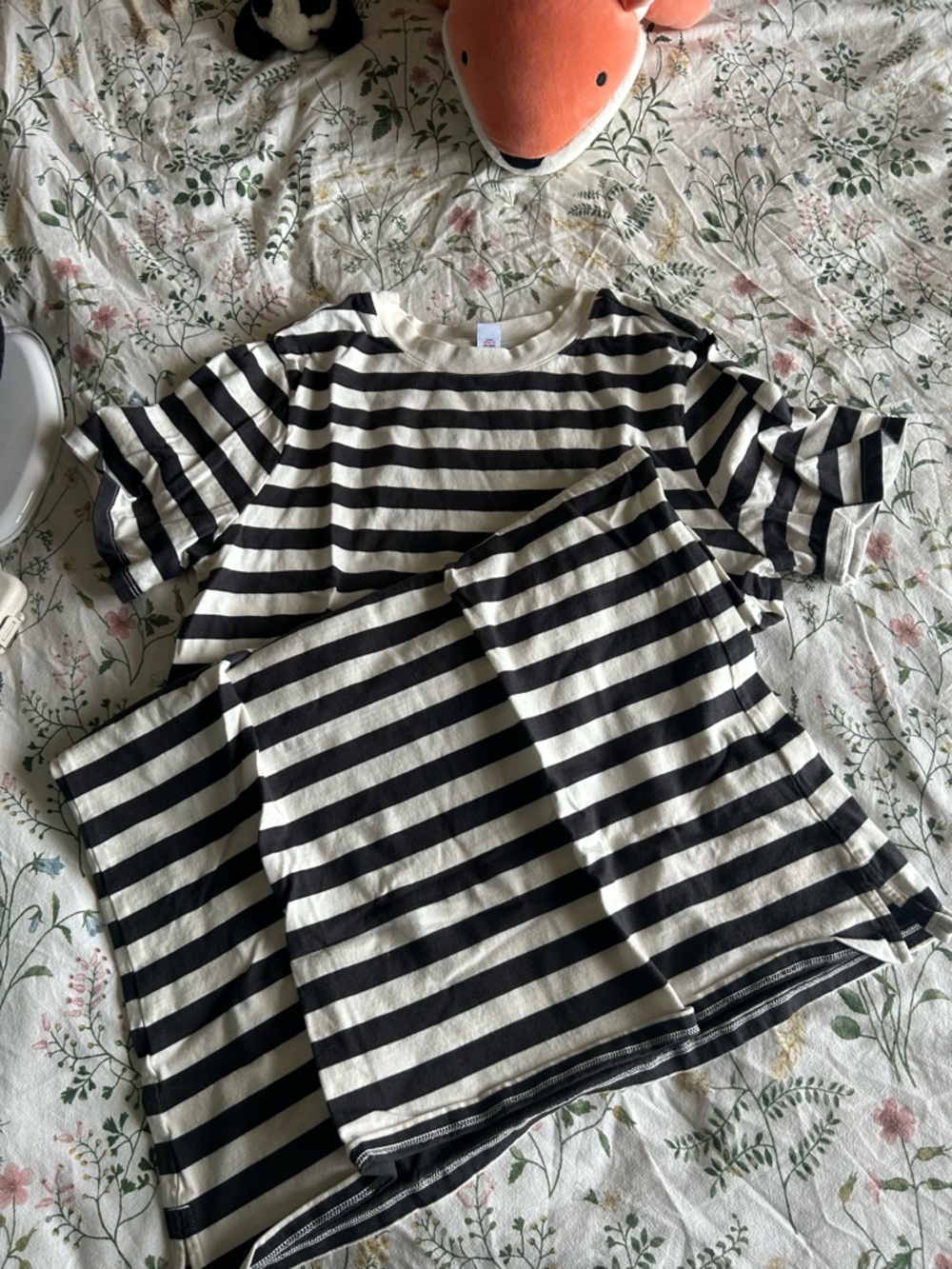 Striped Black and Cream Short-Sleeve Tee